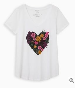 GIRLFRIEND TEE SIGNATURE JERSEY WHITE FLORAL HEA